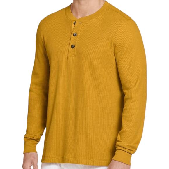 Lot 2 Jockey Yellow Waffle Henley Long Sleeve Top, M - Picture 8 of 9